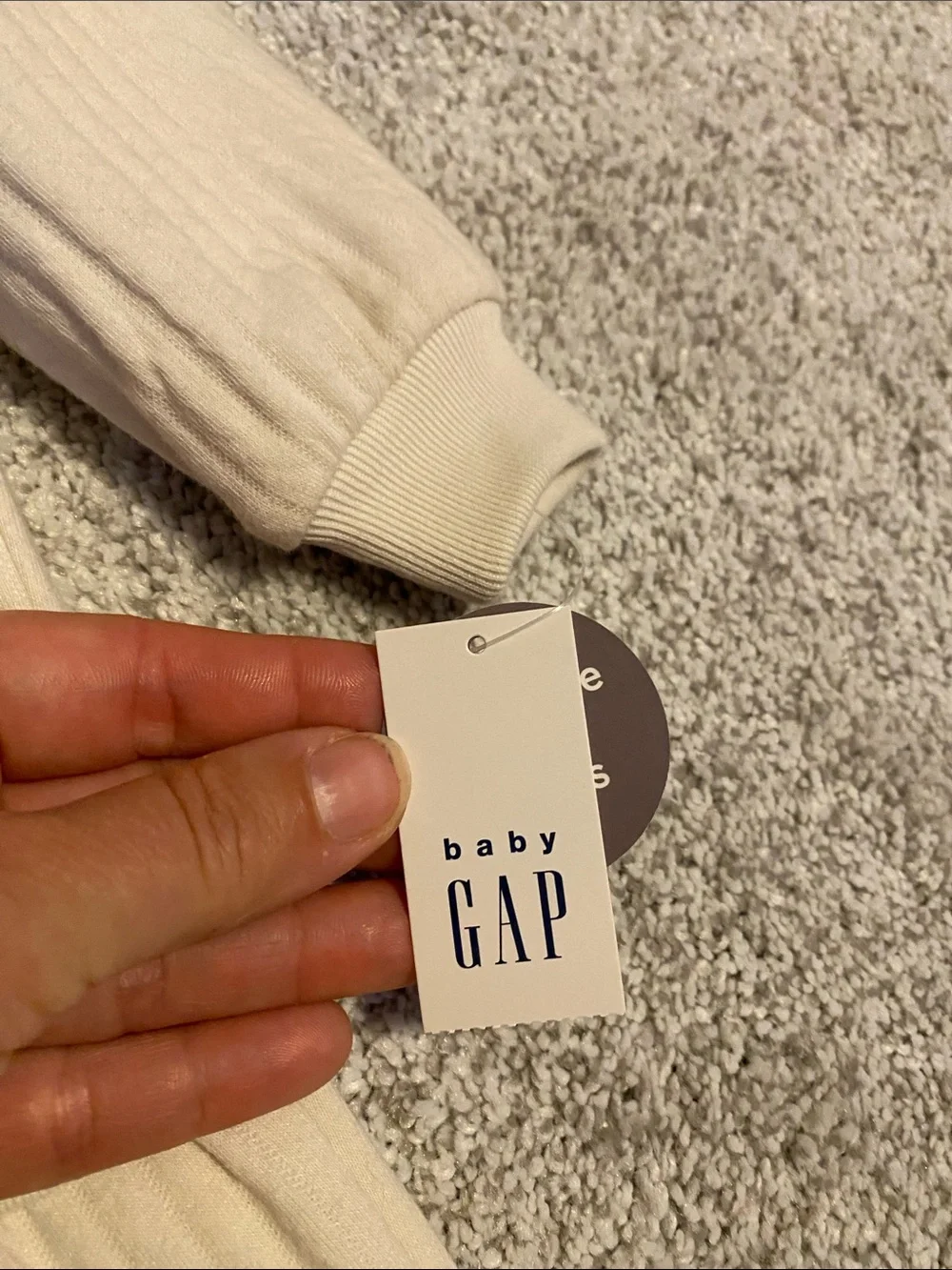 Baby GAP Cream Ribbed Hoodie & Jogger Set - Neutral Cozy Two-Piece baby 12 month